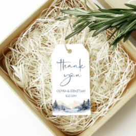 Rustieke Woodland Winter Forest bruiloft Dank u Cadeaulabel