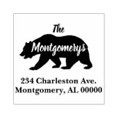 Rustieke Woodlands Beer Silhouette Familieadres Rubberstempel (Afrduk)