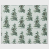 Rustieke Woodsy Green Waterverf Winter Pine Tree Cadeaupapier (Vlak)