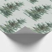 Rustieke Woodsy Green Waterverf Winter Pine Tree Cadeaupapier (Hoek)