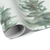 Rustieke Woodsy Green Waterverf Winter Pine Tree Cadeaupapier (Rol Hoek)