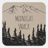 Rustieke Woodsy Mountain Midnight Snack Favor Vierkante Sticker (Voorkant)