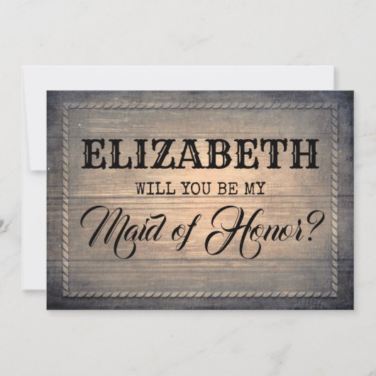 Rustieke word jij mijn getuige | Bruidsmeisje Kaart (Voorkant)