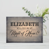 Rustieke word jij mijn getuige | Bruidsmeisje Kaart (Staand voorkant)