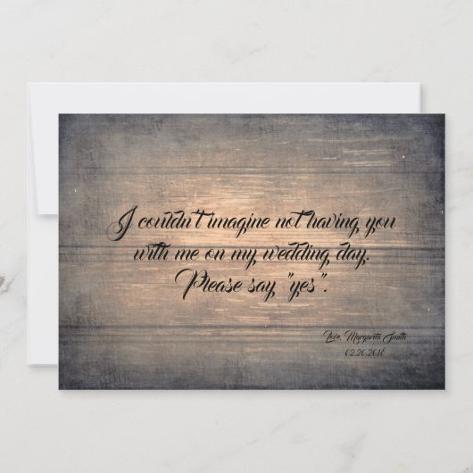 Rustieke word jij mijn getuige | Bruidsmeisje Kaart (Achterkant)