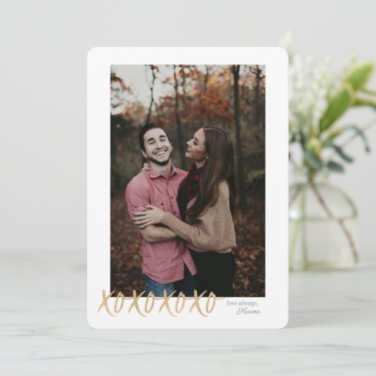 Rustieke XOXO Knuffels & Kusjes Valentijn Fotokaar Kaart (Staand voorkant)