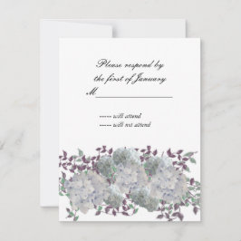 Rustieke zachte blauwe hortensia antwoordkaart RSVP kaartje