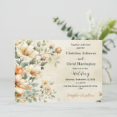 Rustieke zachte bloemen elegante bruiloft kaart (Staand voorkant)