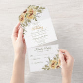 Rustieke zachte gele zonnebloemen geen diner all in one uitnodiging (Afscheurbaar)