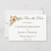 Rustieke zachte zonnebloemen groene trouw save the date (Voorkant)