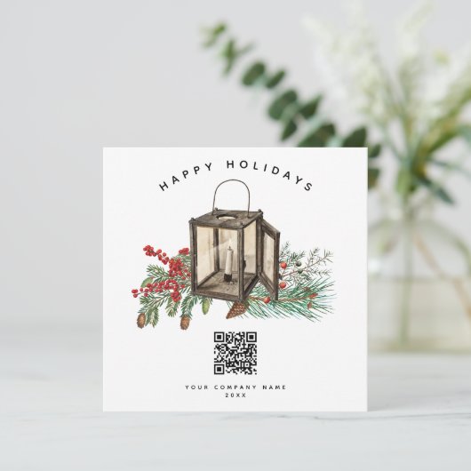 Rustieke zakelijke zakelijke QR-code kerst Kaart (Staand voorkant)