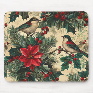 Rustieke Zangvogel Poinsettia Winter Crème Botanis Muismat