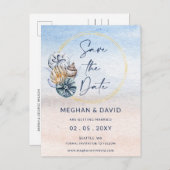 Rustieke Zeeschelpen Ocean Zee Beach Save the Date Aankondigingskaart (Voorkant / Achterkant)