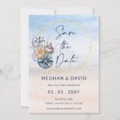 Rustieke zeeschelpen Ocean Zee Summer Beach Foto Save The Date (Voorkant)