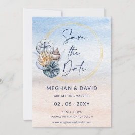 Rustieke zeeschelpen Ocean Zee Summer Beach Foto Save The Date
