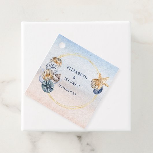 Rustieke Zeeschelpen Ocean Zee Zomer Strand Bruilo Bedankjes Labels (In situ)