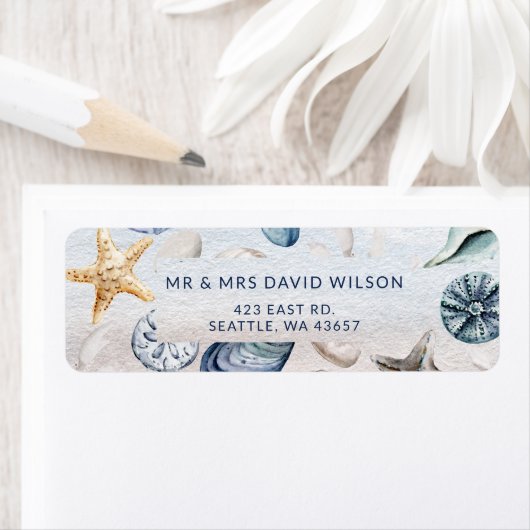 Rustieke Zeeschelpen Ocean Zee Zomer Strand Bruilo Etiket (Insitu)