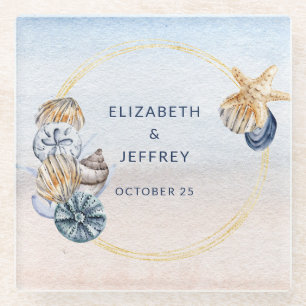 Rustieke Zeeschelpen Ocean Zee Zomer Strand Bruilo Glazen Onderzetter