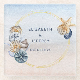 Rustieke Zeeschelpen Ocean Zee Zomer Strand Bruilo Glazen Onderzetter