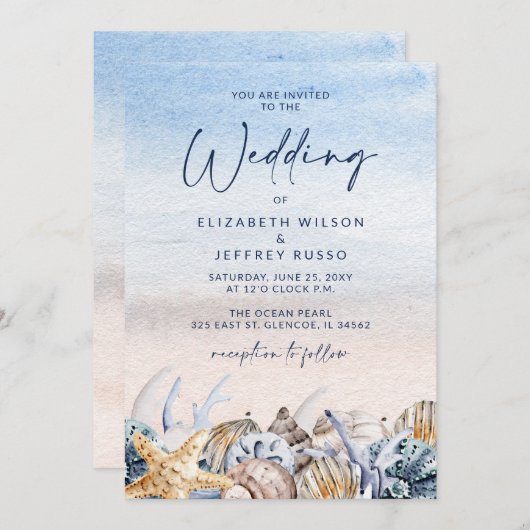 Rustieke Zeeschelpen Ocean Zee Zomer Strand Bruilo Kaart (Voorkant / Achterkant)
