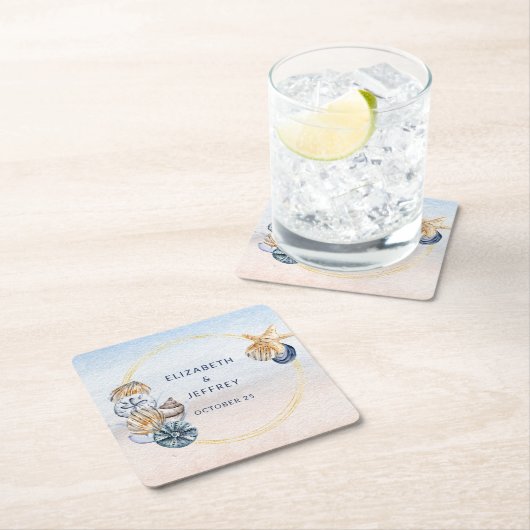 Rustieke Zeeschelpen Ocean Zee Zomer Strand Bruilo Kartonnen Onderzetters (Insitu)