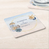 Rustieke Zeeschelpen Ocean Zee Zomer Strand Bruilo Kartonnen Onderzetters (Schuin)