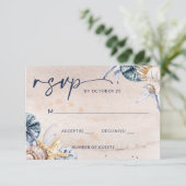Rustieke Zeeschelpen Ocean Zee Zomer Strand Bruilo RSVP Kaartje (Staand voorkant)
