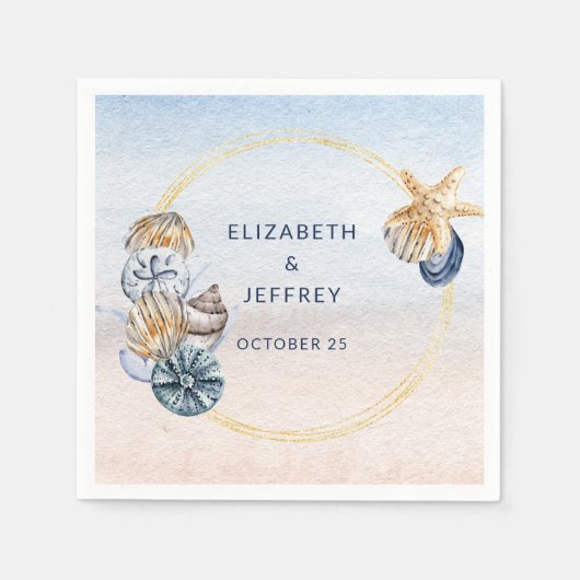 Rustieke Zeeschelpen Ocean Zee Zomer Strand Bruilo Servet (Voorkant)