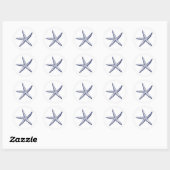 Rustieke zeester blauw strand bruiloft ronde sticker (Vel)