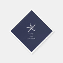 Rustieke zeester blauw strand bruiloft servet