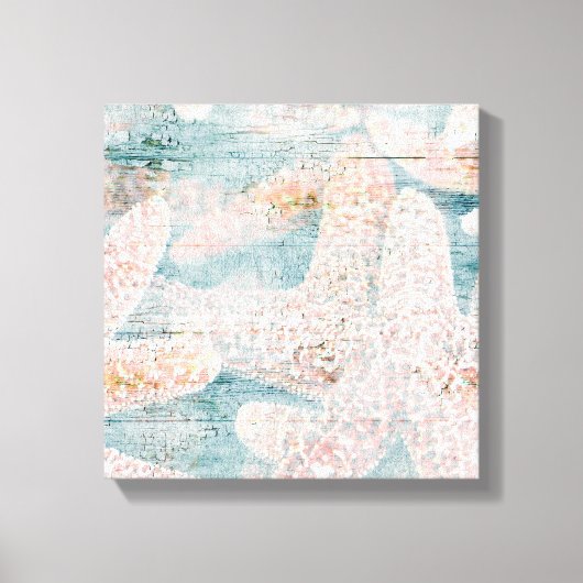 Rustieke zeester Blauwgroen blauw Canvas Afdruk (Voorkant)