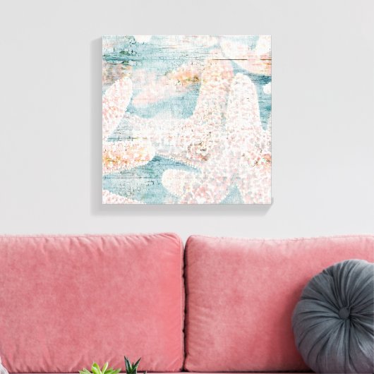 Rustieke zeester Blauwgroen blauw Canvas Afdruk (Insitu (Woonkamer))