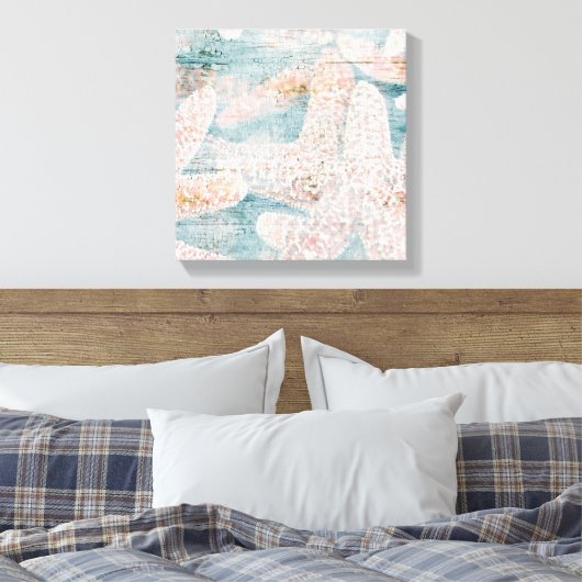 Rustieke zeester Blauwgroen blauw Canvas Afdruk (Insitu (Slaapkamer))