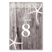 Rustieke Zeester Hout Achtergrond Tafelnummers (Voorkant)