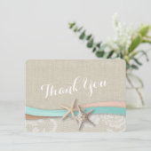 Rustieke Zeesterren en Lint Flat Kaart Dank u (Staand voorkant)