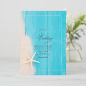 Rustieke zeesterren en Ocean Vibes Beach bruiloft Kaart (Staand voorkant)