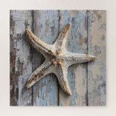 Rustieke zeesterren op verweerd hout legpuzzel (Horizontaal)