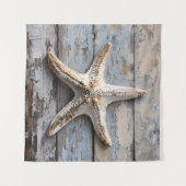 Rustieke zeesterren op verweerd hout wandkleed (Voorkant (horizontaal))