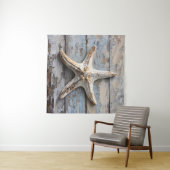 Rustieke zeesterren op verweerd hout wandkleed (In Situ (horizontaal))