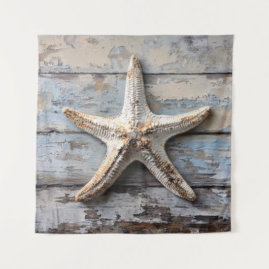Rustieke zeesterren op verweerd hout wandkleed (Voorkant)
