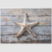 Rustieke zeesterren op verweerde houten decoupage tissuepapier (Voorkant)