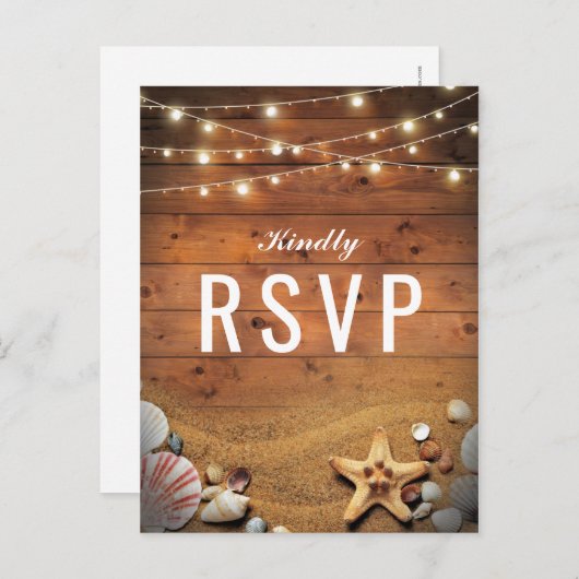 Rustieke zeesterren strand verlichting Tropische b Uitnodiging Briefkaart (Voorkant / Achterkant)