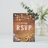 Rustieke zeesterren strand verlichting Tropische b Uitnodiging Briefkaart (Staand voorkant)