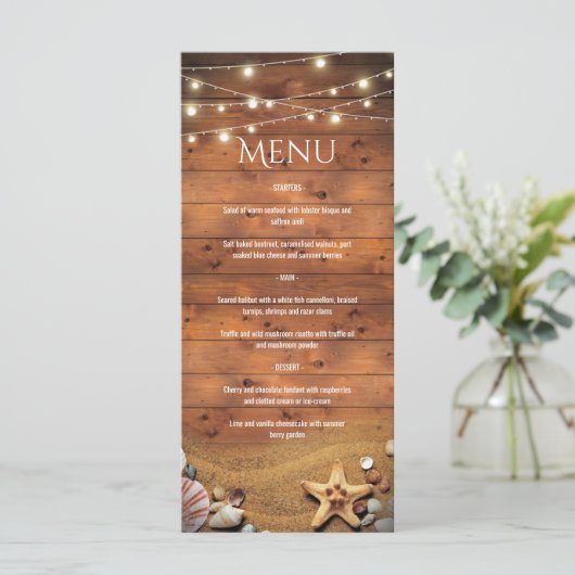 Rustieke zeesterren strandverlichting Tropische br Menu (Staand voorkant)