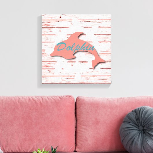 Rustieke ZeevaartDolfijn bij het Pellen van de Canvas Afdruk (Insitu (Woonkamer))