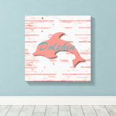 Rustieke ZeevaartDolfijn bij het Pellen van de Canvas Afdruk (Insitu (Houten vloer))