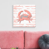 Rustieke ZeevaartKrab op de Doorstane Houten Druk Canvas Afdruk (Insitu (Woonkamer))