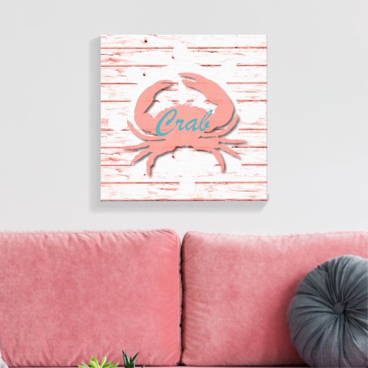 Rustieke ZeevaartKrab op de Doorstane Houten Druk Canvas Afdruk (Insitu (Woonkamer))