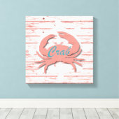 Rustieke ZeevaartKrab op de Doorstane Houten Druk Canvas Afdruk (Insitu (Houten vloer))