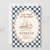 Rustieke Zeilboot Kust Checkerboard Bachelorette Kaart (Voorkant)